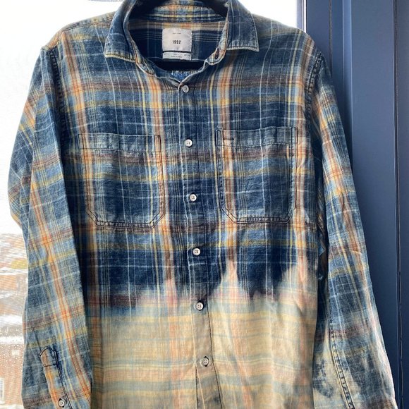 Acid Washed Plaid Denim Top - Picture 4 of 6